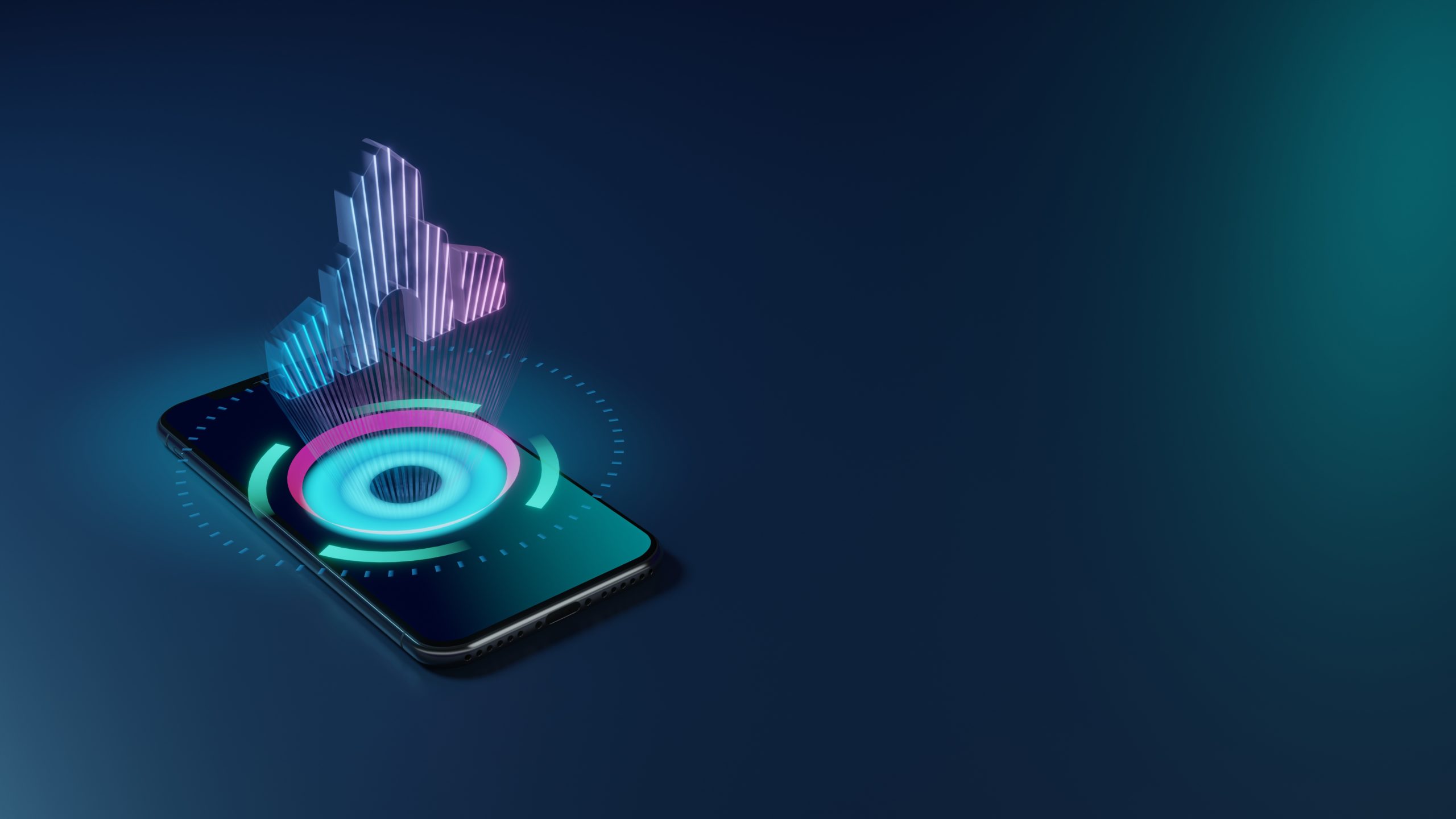 AdobeStock_295896622 3D rendering neon holographic phone