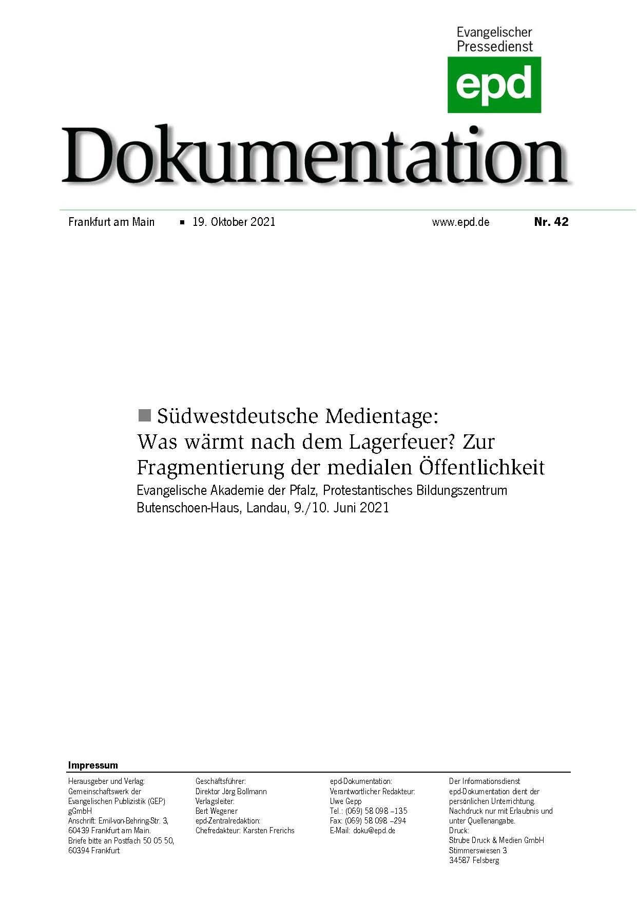 Cover der epd Dokumentation Nr. 41
